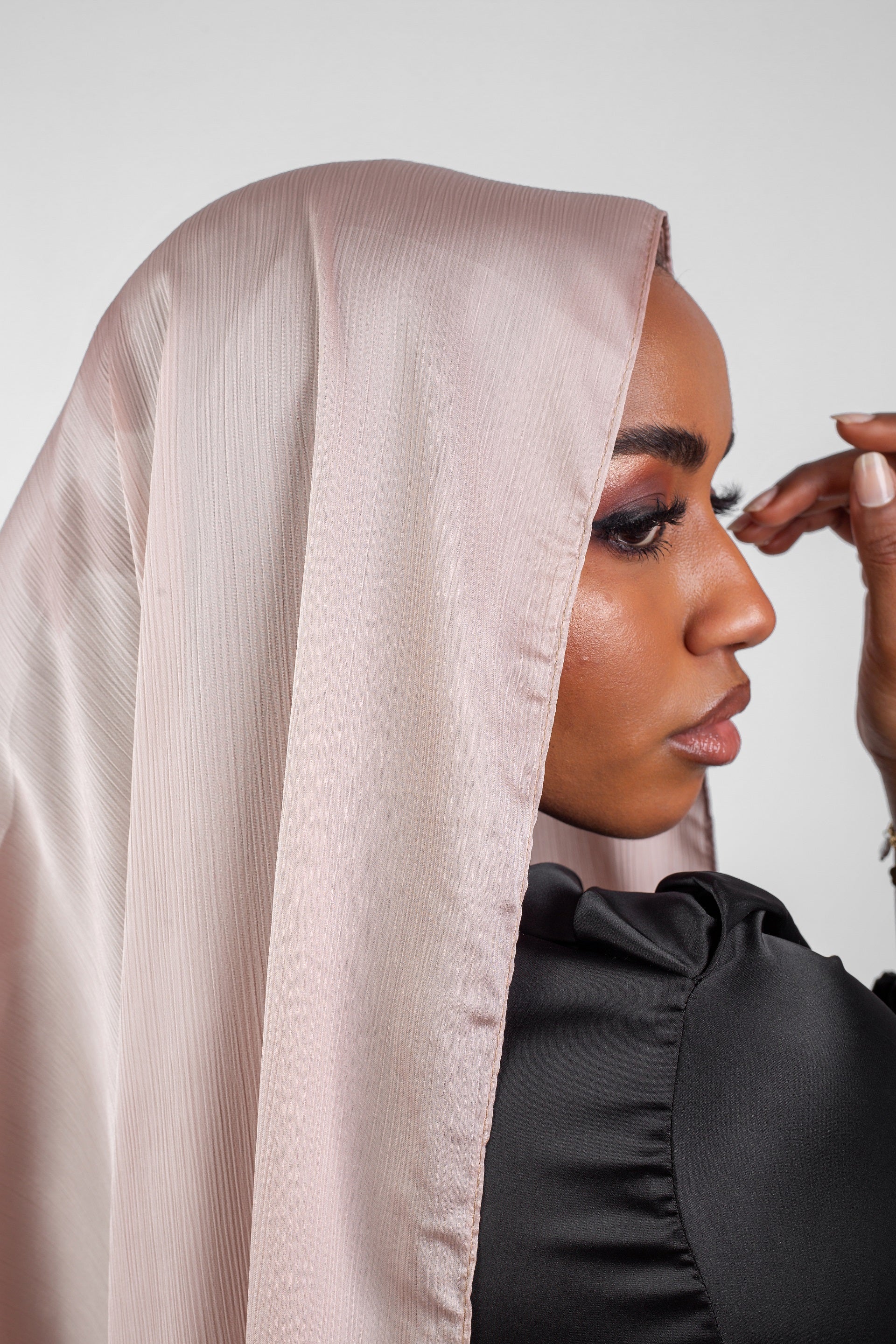 Crinkle Silk Satin Hijab- Pale Pink