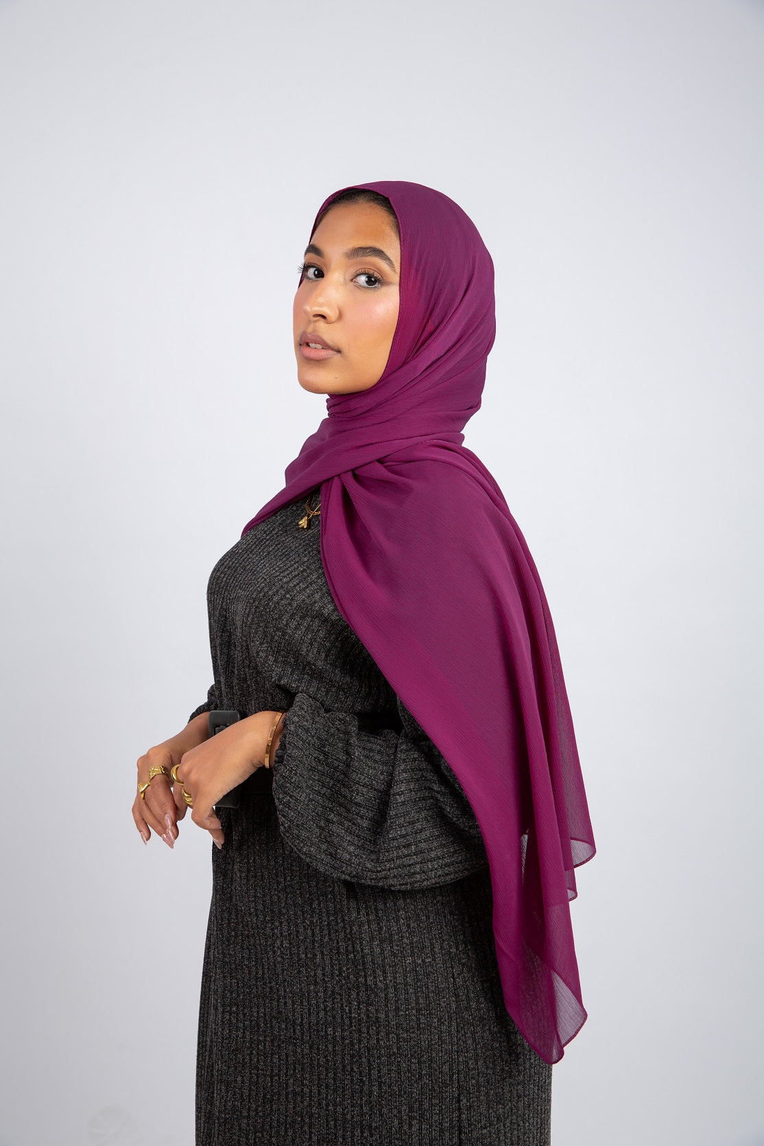 Crinkle Chiffon Hijab - Purple