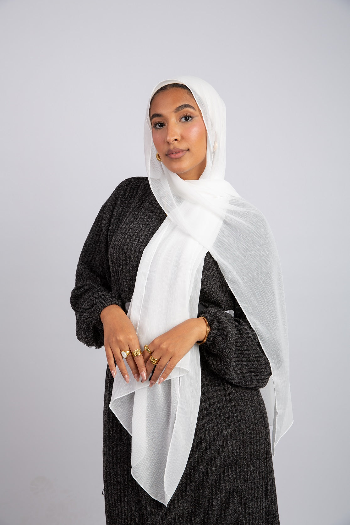 Crinkle Chiffon Hijab - Off White