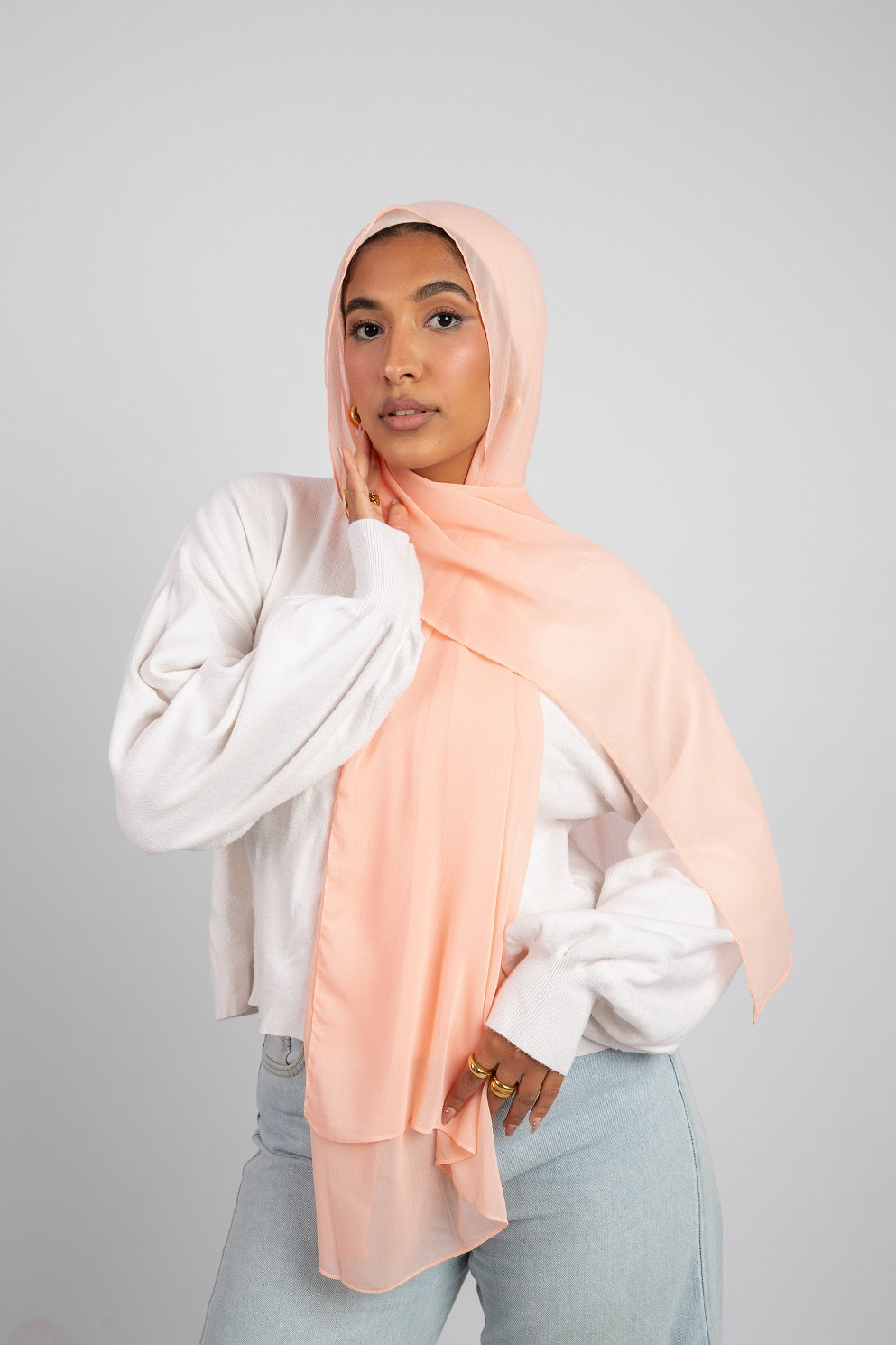 Crinkle Chiffon Hijab - Salmon