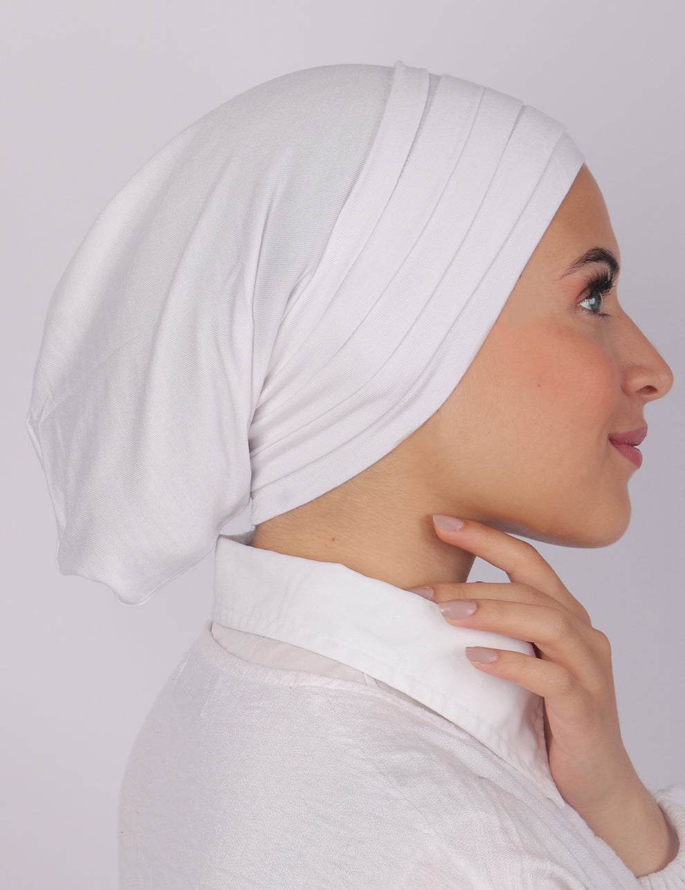 Pleated Underscarf-White - Le Voile Americas