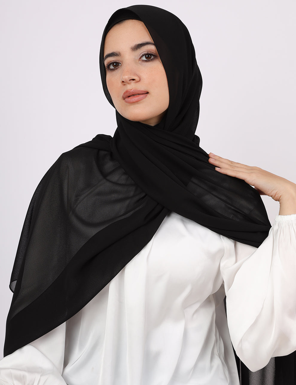 Premium Chiffon Hijab- Black - Le Voile Americas