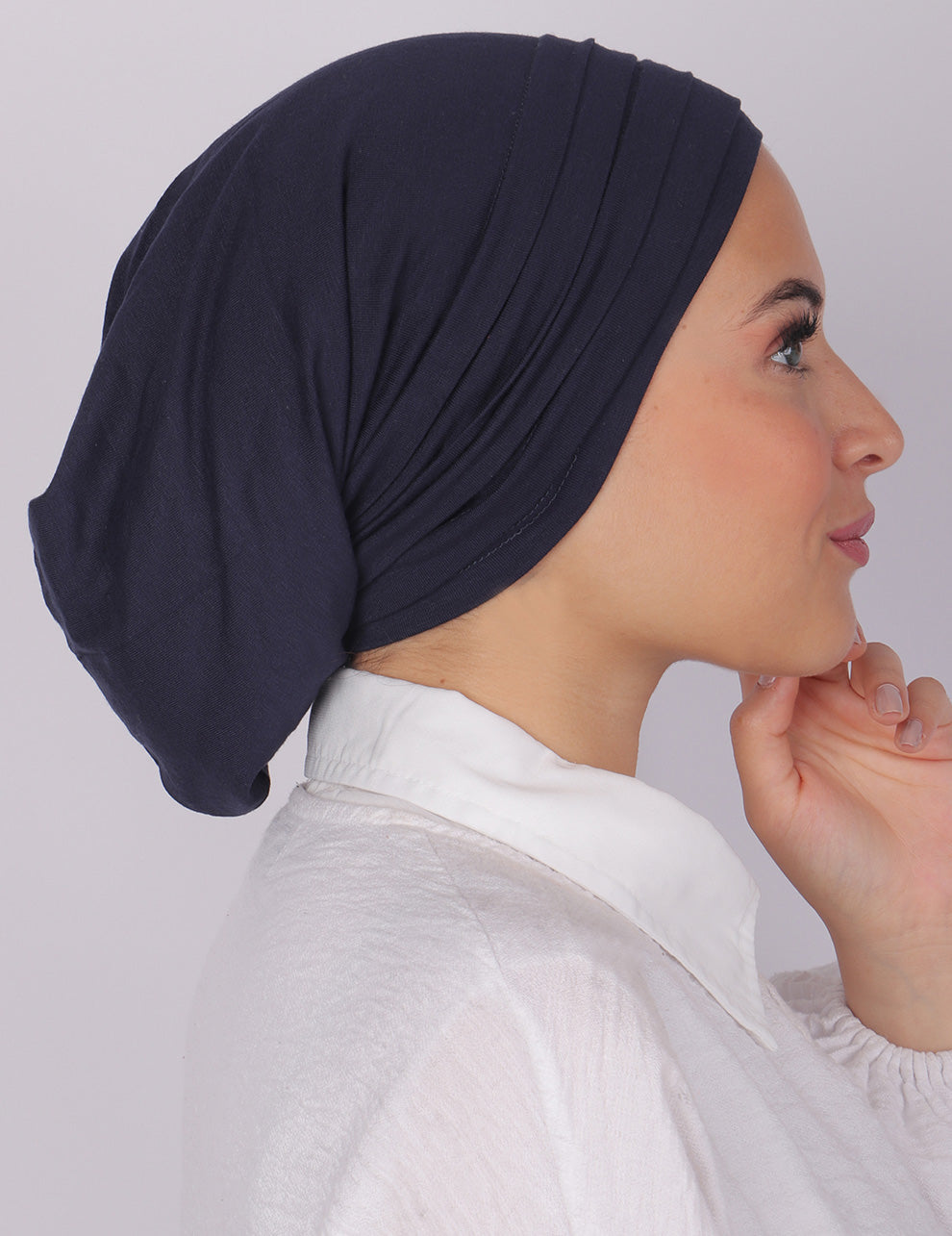 Pleated Underscarf- Navy