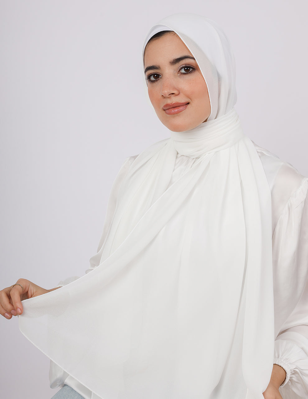 Premium Chiffon Hijab-Off White - Le Voile Americas