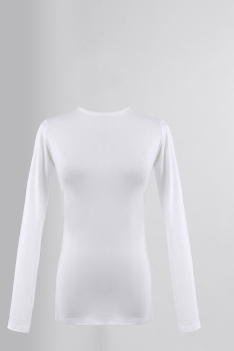 Cotton Undershirt Round Neck- White - Le Voile Americas