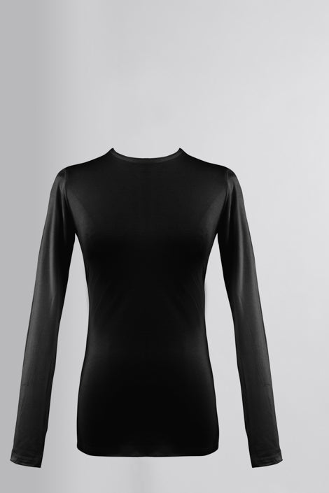 Cotton Undershirt Round Neck- Black - Le Voile Americas