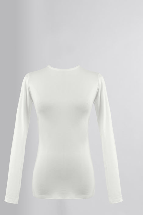 Cotton Undershirt Round Neck- Off White - Le Voile Americas