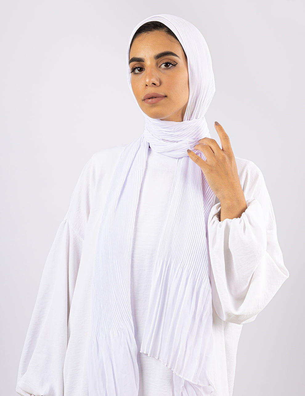 Cascade Pleat Hijab - Off White - Le Voile Americas