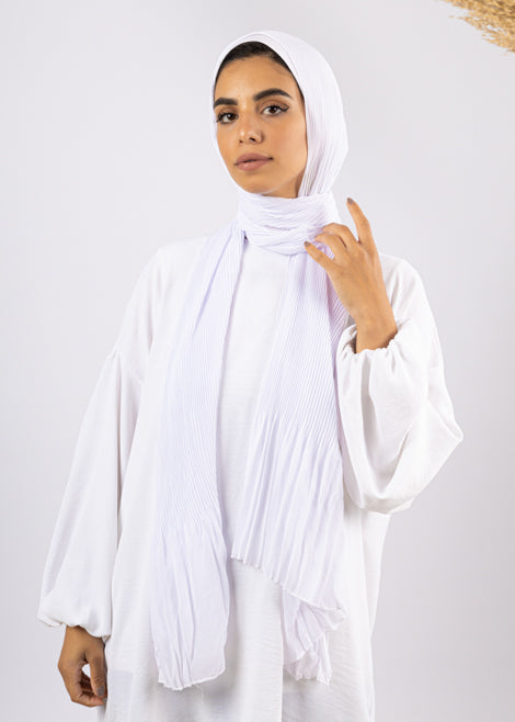 Cascade Pleat Hijab - White - Le Voile Americas