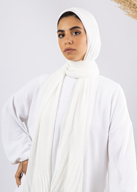 Cascade Pleat Hijab - Off White - Le Voile Americas