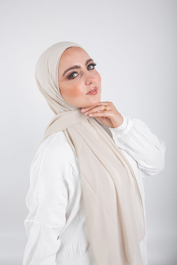 Essential Chiffon Hijab-White Rice