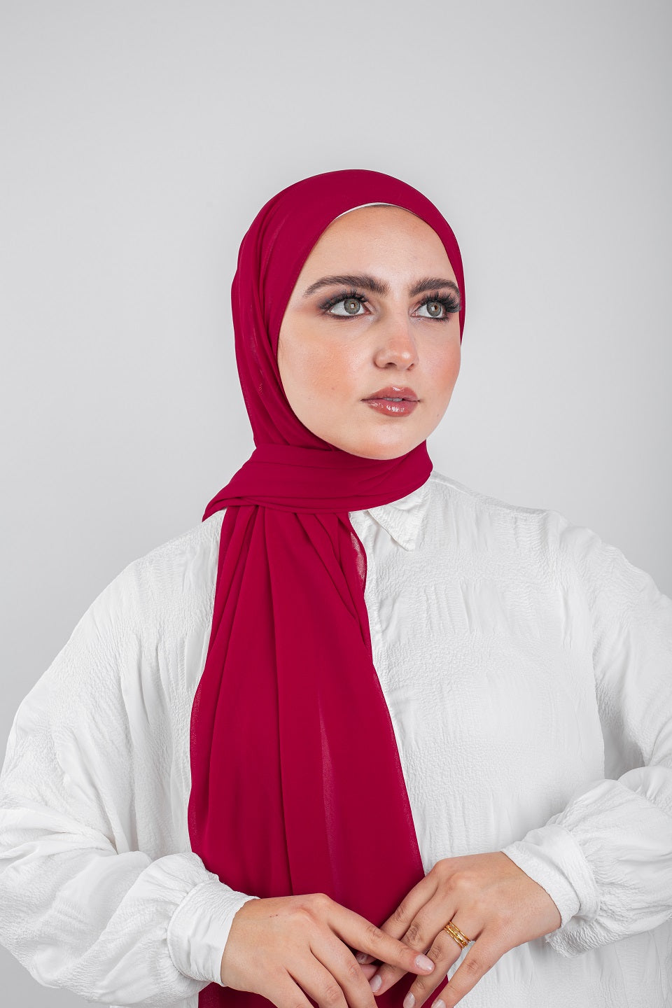 Essential Chiffon Hijab-Ruby Red