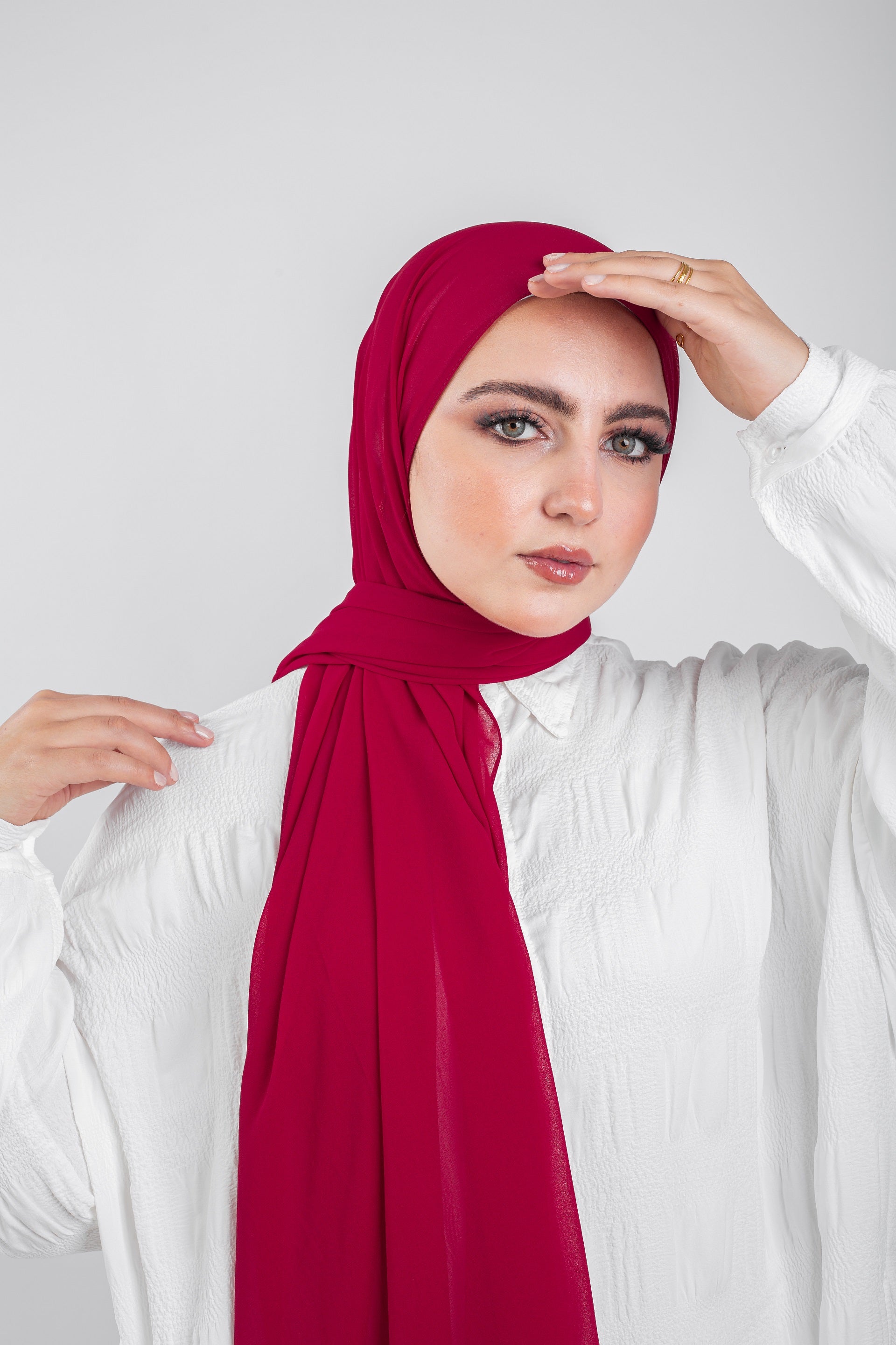 Essential Chiffon Hijab-Ruby Red