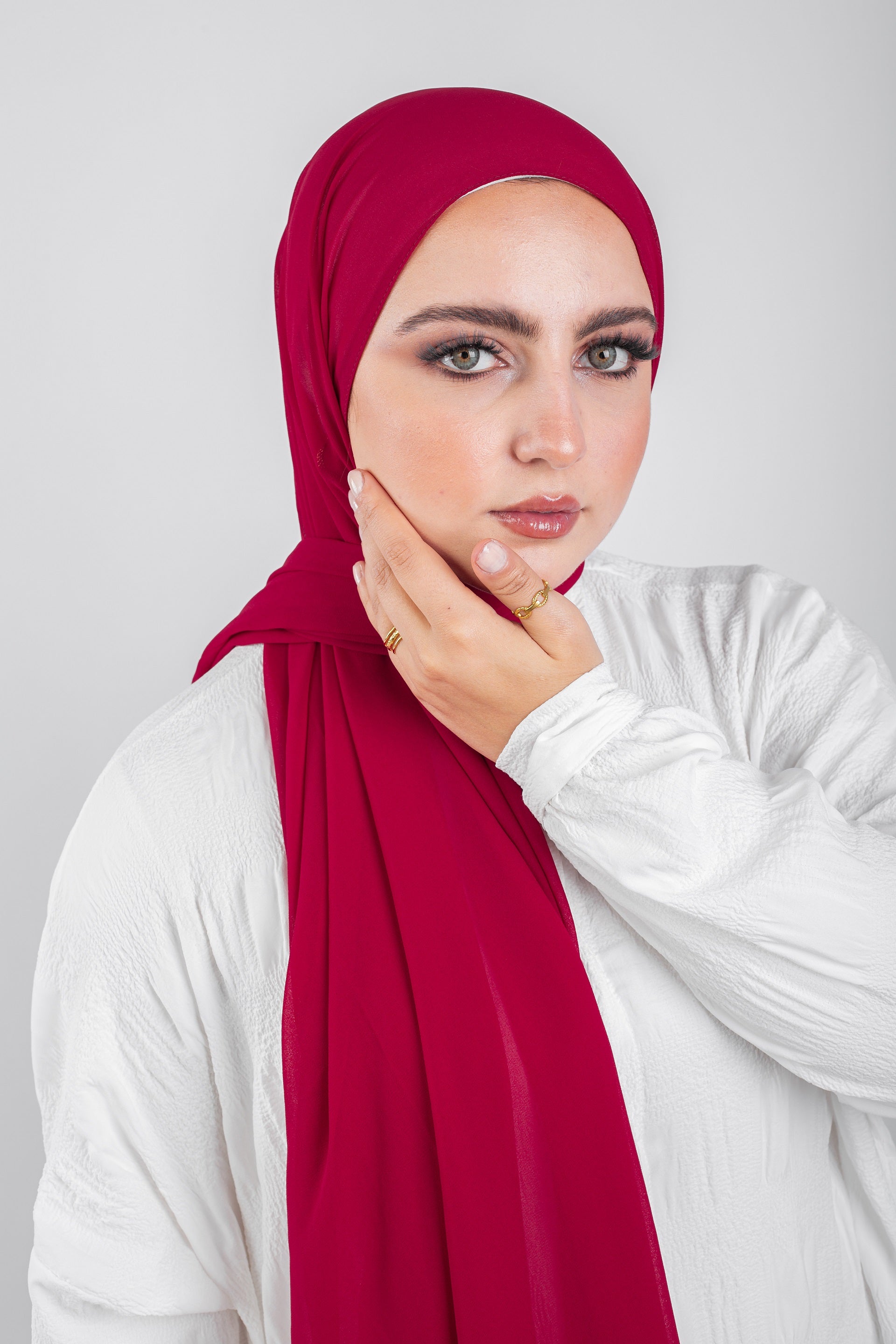 Essential Chiffon Hijab-Ruby Red