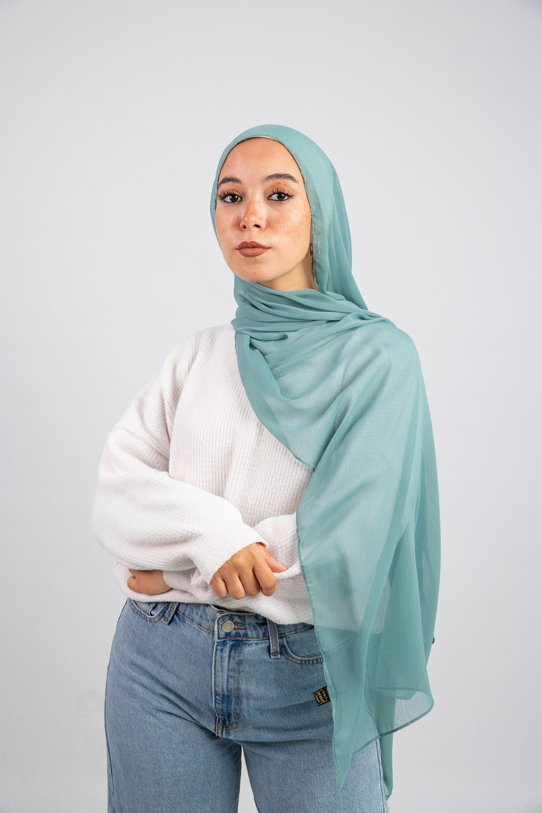 Crinkle Chiffon Hijab - Tiffany Blue