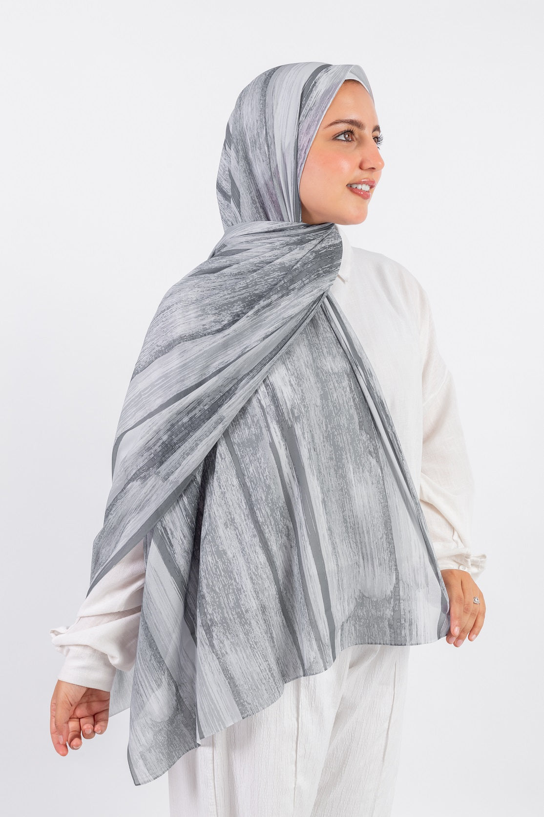 Stripy Chiffon - Grey