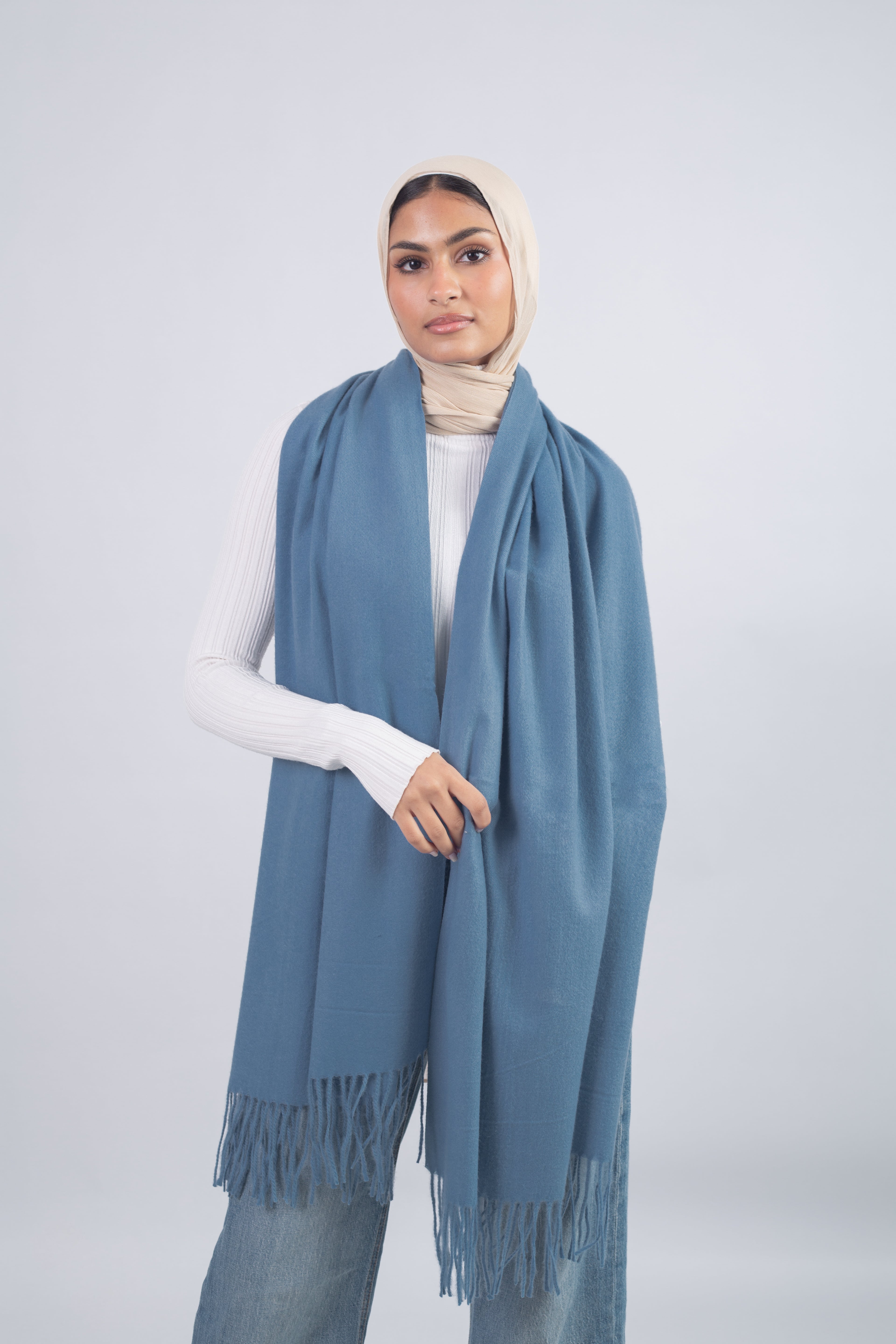 Plain Shawl - Denim Blue