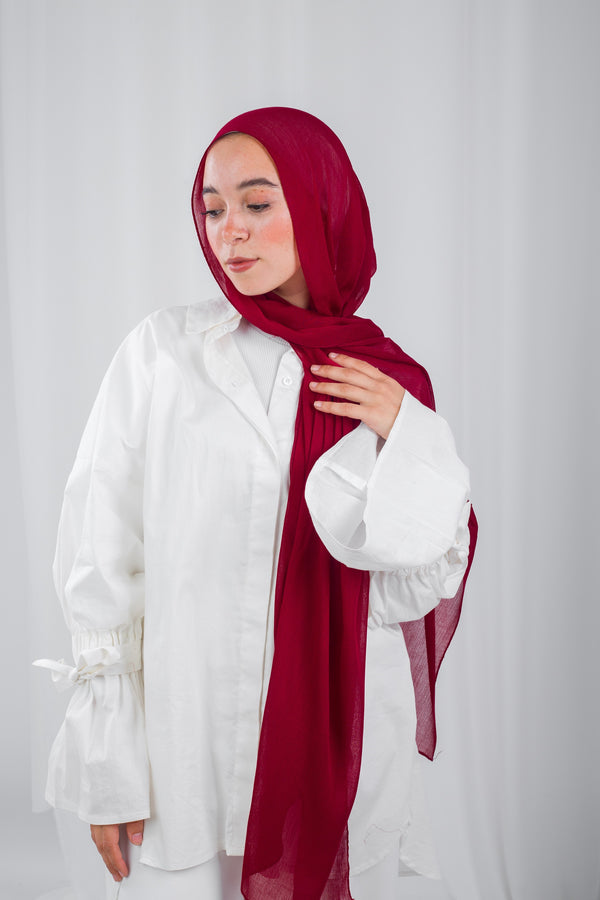 Crinkle Modal Hijab - Wine Red