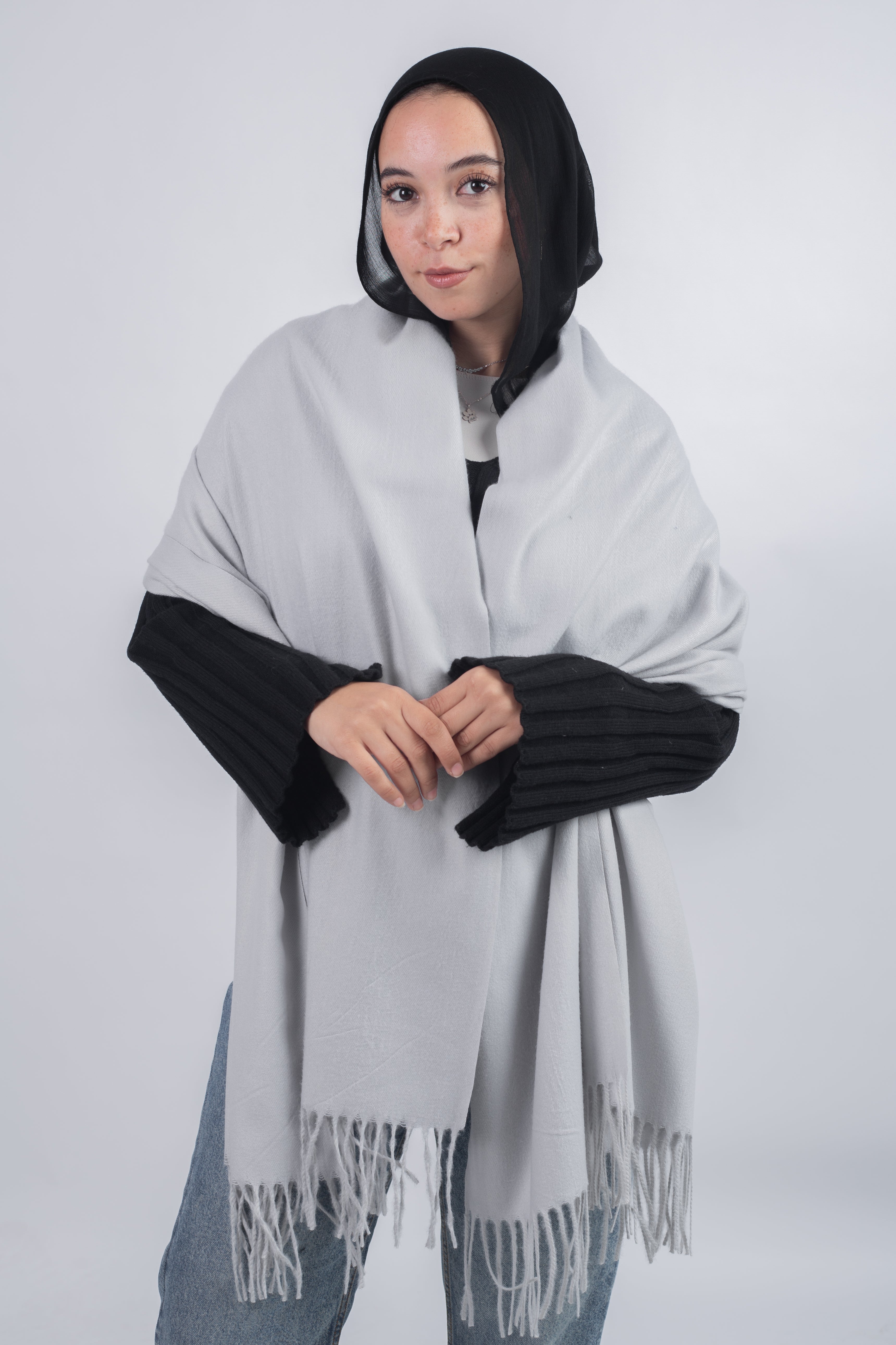 Plain Shawl - Light Grey