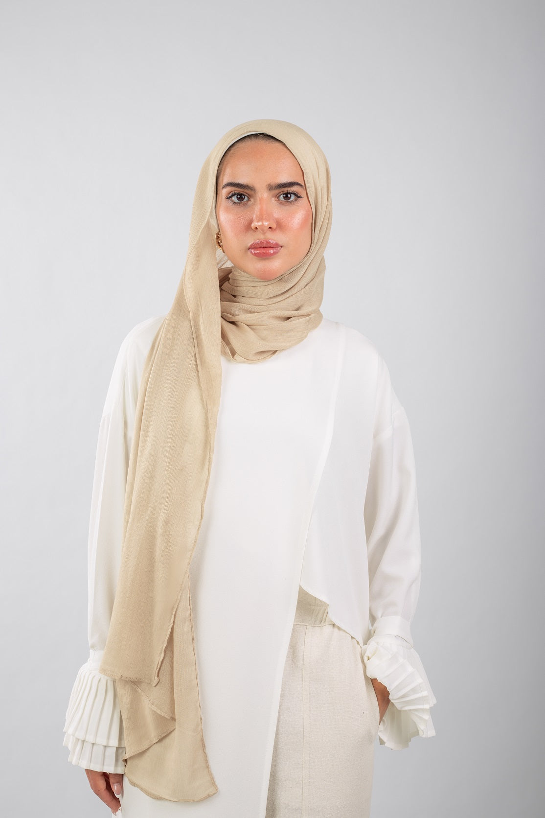 Crinkle Modal Hijab -Birch beige