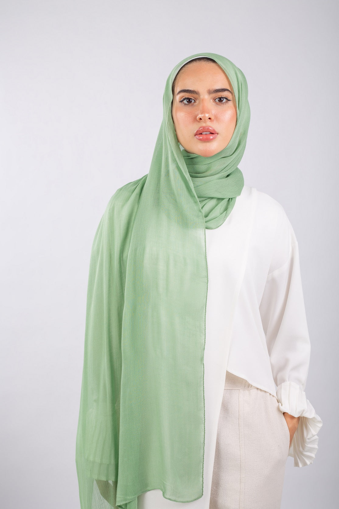 Crinkle Modal Hijab - Seafoam Green