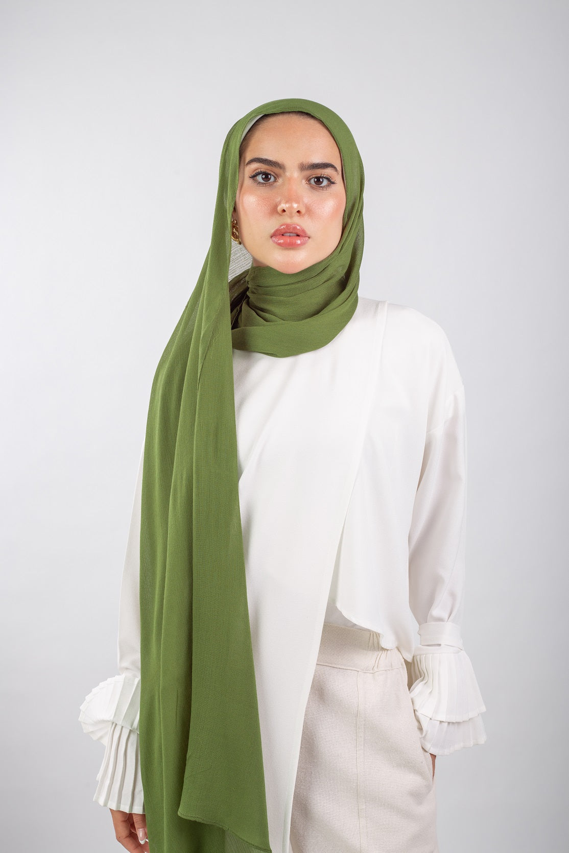 Crinkle Modal Hijab -Olive