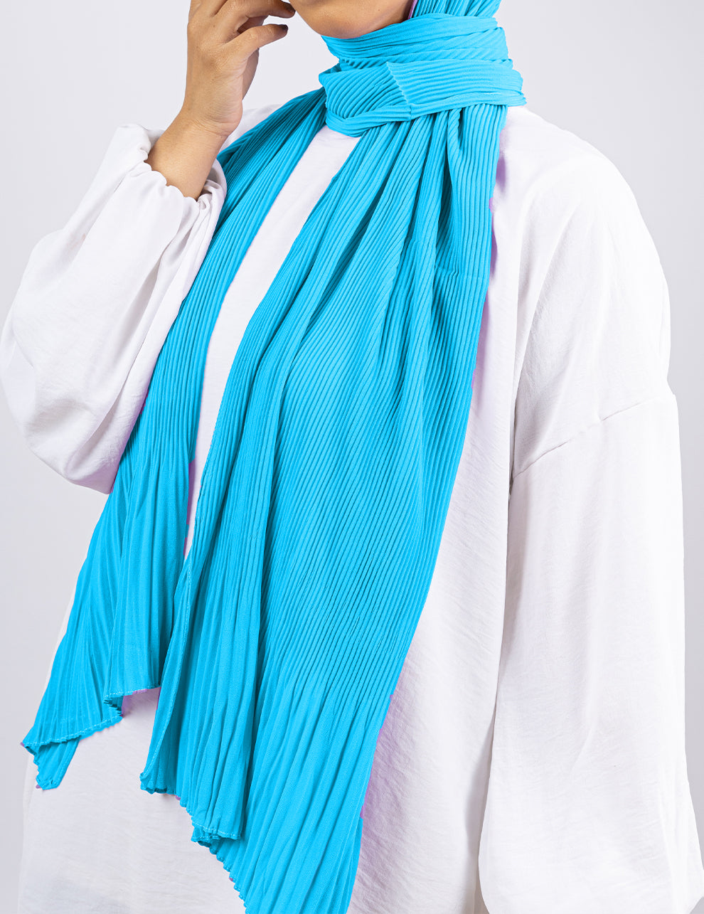 Cascade Pleat Hijab - Sky Blue